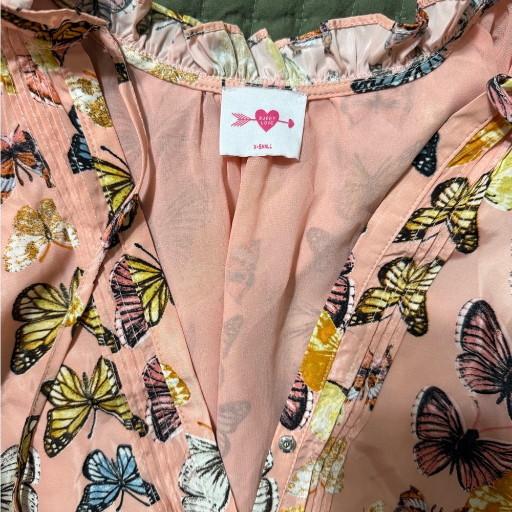 Buddy Love Pink Butterfly Tiered Dress - Picture 3 of 3